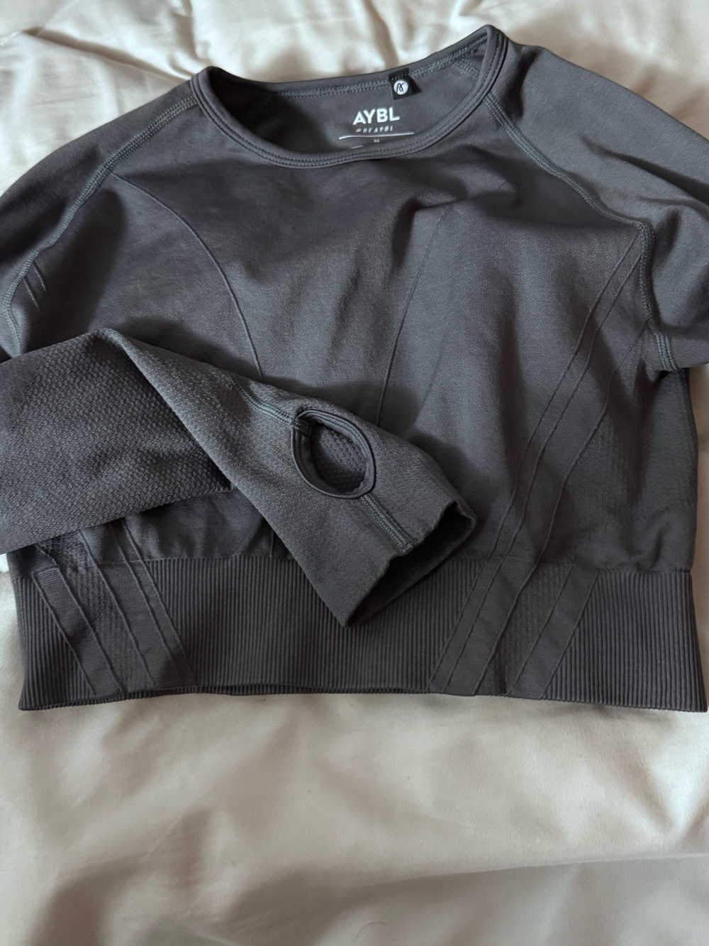 AYBL Black Seamless Cropped Sweat Top